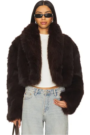 AFRM Stephanie Barrel Crop Faux Fur Jacket in . Size XL.
