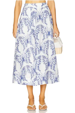 Milly Butterfly Eyelet Skirt in White,Blue. Size 6, 8.