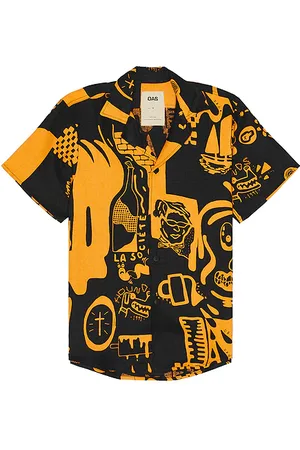 Oas Krispy Night Cuba Linen Shirt in . Size M, S, XL/1X.