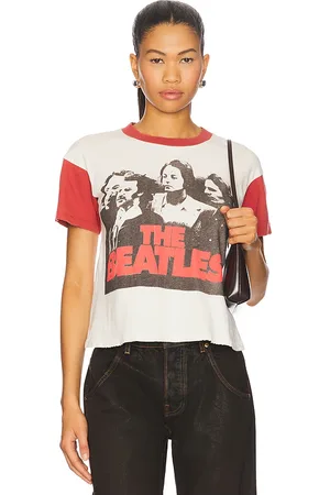 Madeworn The Beatles Crop Tee in Ivory,Red. Size S, XS.