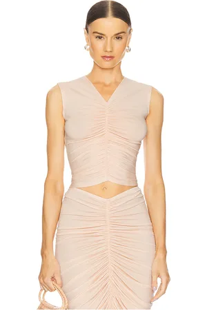 Norma Kamali Sleeveless Shirred Top in . Size M, S, XL, XS, XXS.
