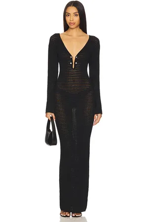 La Porte Crochet Maxi With Signature Pearl Details Dress in . Size M, S, XL, XS.