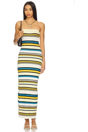 Solid The Courtney Dress in Yellow,Blue. Size M, S, XL, XS.