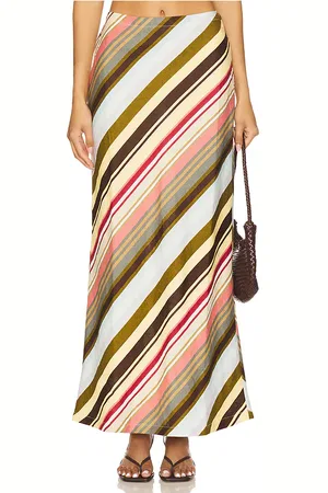 FAITHFULL THE BRAND Elise Skirt in Brown,Olive,Baby Blue. Size M, S, XL.