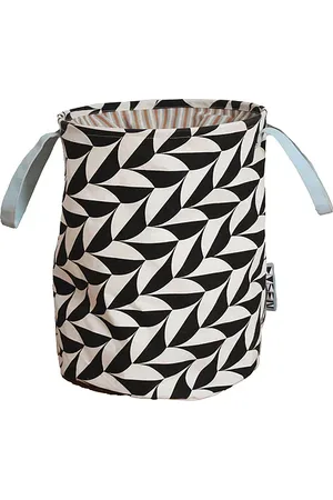 Dusen Dusen Scallop Canvas Laundry Hamper in Black,White.