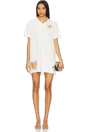 AREA Crystal Heart Cutout Polo Dress in . Size M, S, XL, XS.
