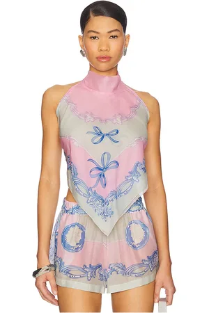 VERSACE Beachwear Top in Blush,Mint. Size S/M.