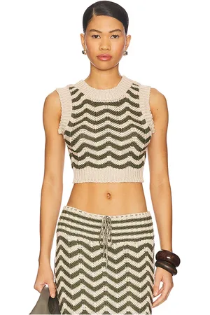 Agua Bendita Emory Ete Top in Olive,Beige. Size M, S.
