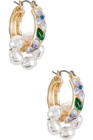 petit moments Baroque Earrings in Metallic Gold,Blue.