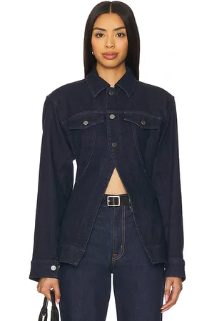 AFRM The Peplum Denim Jacket in . Size M, S, XL, XS, XXL, XXS.