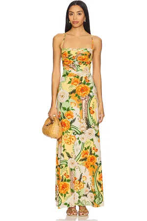 Agua Bendita Arista Ete Dress in Orange,Green. Size S.