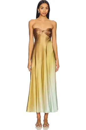 CAMI Aveiro Dress in Brown,Mustard. Size S, XS, XXS.