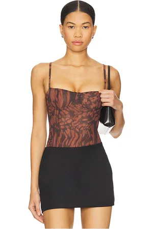 GOOD AMERICAN Mesh Bustier Bodysuit in . Size M, S, XL/1X, XS, XXL/2X, XXXL/3X, XXXXL/4X.
