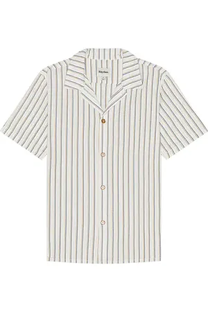 Rhythm Seersucker Stripe Short Sleeve Shirt in . Size M, S, XL/1X.