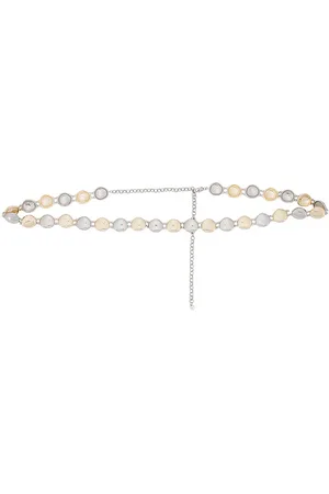 Ettika Polished Pebble Mixed Metal Belt in Metallic Silver,Metallic Gold.