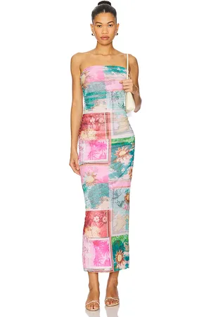 AFRM Marlo Dress in Pink,Teal. Size L, M, S, XL, XS, XXL, XXS.