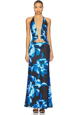 Runaway The Label Halston Maxi Dress in Blue,Black. Size M, S, XL, XS.