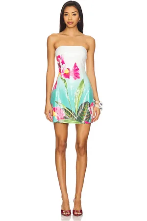 Runaway The Label Ibiza Mini Dress in Teal,Ivory. Size M, S, XL, XS.