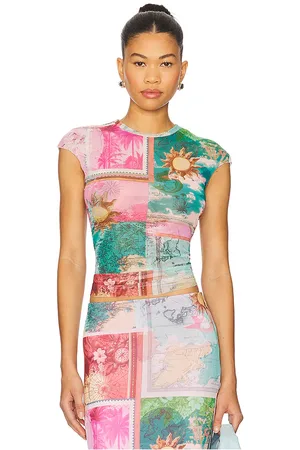 AFRM Nina Top in Pink,Teal. Size 2X, 3X, L, M, S, XL, XS, XXL, XXS.