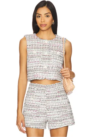 Cinq A Sept Auden Vest in Ivory,Fuchsia. Size 10, 12, 2, 4, 6, 8.