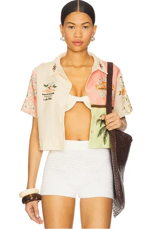 Agua Bendita Itsy Ete Top in Tan,Coral. Size M, S.