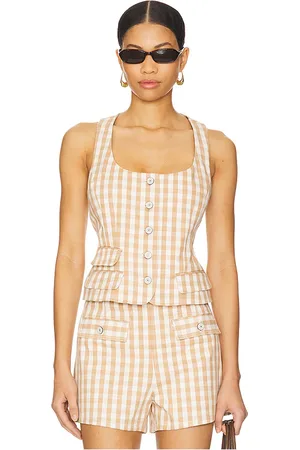Cinq A Sept Gingham Denim Lovina Top in . Size M, S, XS.