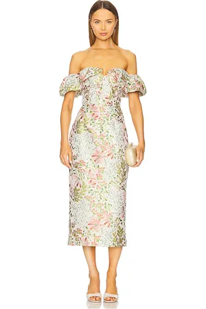 ELLIATT Calaantha Midi Dress in Blush, Green. Size M, S, XL, XS, XXL, XXS.
