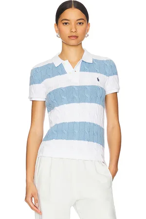 Ralph Lauren Short Sleeve Polo Tee in Blue,Ivory. Size M, S, XL, XS.