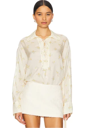 Ganni X REVOLVE Printed Viscose Habotai Tie String Shirt in . Size 36, 38, 40.