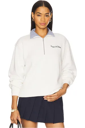 Museum of Peace and Quiet Wordmark Quarter Zip Up Sweater in . Size M, S, XL/1X.