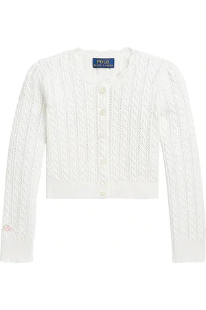 Ralph Lauren Kids Pointelle Mini Cable Knit Cardigan in . Size 3, 4, 5, 6.