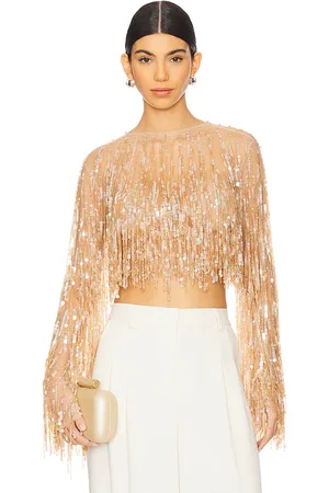 LAPOINTE Fringe Sequin Crop Top in . Size 6.