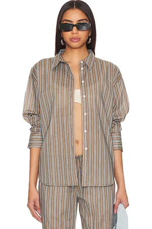 Frankies Bikinis Griffin Poplin Button Up Shirt in . Size XS/S.