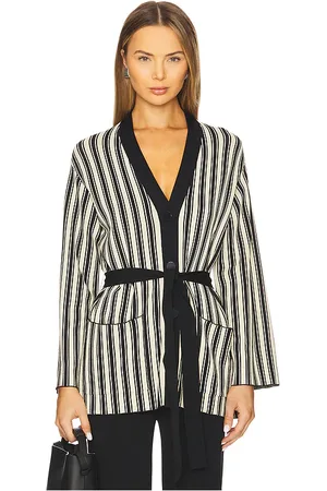 SIMON MILLER Max Belted Knit Cardigan in Black,White. Size M.