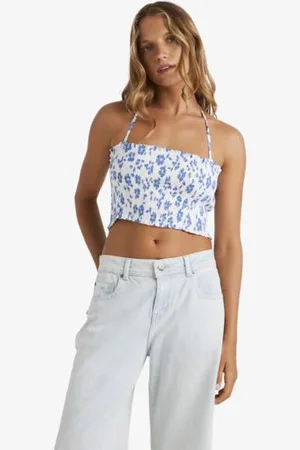 Roxy Womens Warm Waters Printed Strappy Bandeau Top - - Size XXL at Official Store
