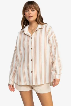 Roxy Womens Morning Time Oversized Long Sleeve Shirt - - Size XS at Official Store