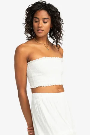 Roxy Womens Warm Waters Eyelet Smocked Tube Top - - Size XXL at Official Store