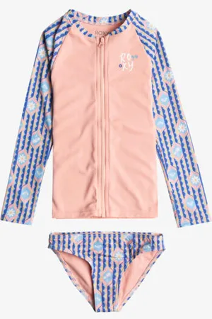 Roxy Girls 2-7 Tiles Long Sleeve Upf 50 Rash Vest Set - - Size 6 at Official Store