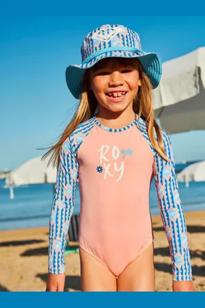 Roxy Girls 2-7 Tiles Long Sleeve One Piece Rash Vest - - Size 6 at Official Store