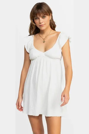 Roxy Womens Luna Mini Puff Sleeves Mini Dress - - Size XS at Official Store