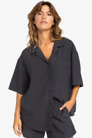 Roxy Womens Bisous Oversized Short Sleeve Shirt - - Size S at Official Store