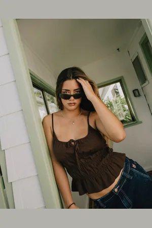 Rusty Palm Springs Shirred Cami Top