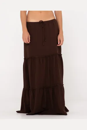 Rusty Violeta Low Rise Tiered Maxi Skirt