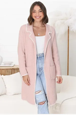 Salty Crush Kinny Cardigan - Collared Contrast Stitching Cardigan in
