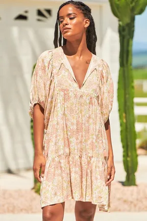 Jaase Alice Mini Dress: V Neckline with Pin Tucking Bust Detail Dress Tigerlily Print