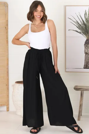 Salty Crush Charli Pants - Paper Bag High Waisted Wide Leg Pants in