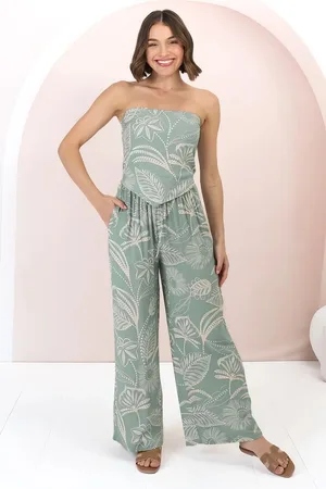 Salty Crush Mylee Set - Bandeau Crop & High-Waisted Pants in Havanna Print