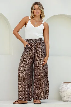 Salty Crush Noah Pants - Elasticated Waist Wide Leg Pant in Archie Print