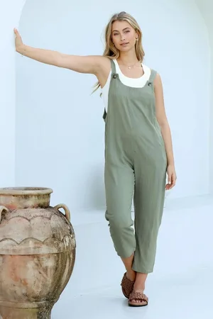 Salty Crush Tulum Jumpsuit - Linen Blend Overalls Pockets in