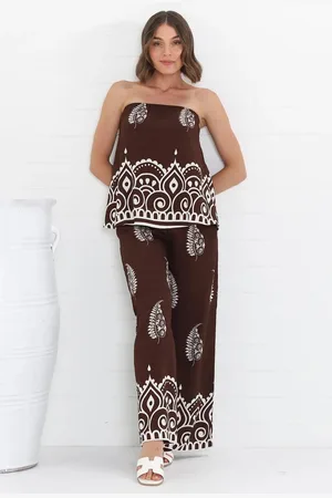 Salty Crush Rayane Bandeaux Top and Pants Set - Tamila Print